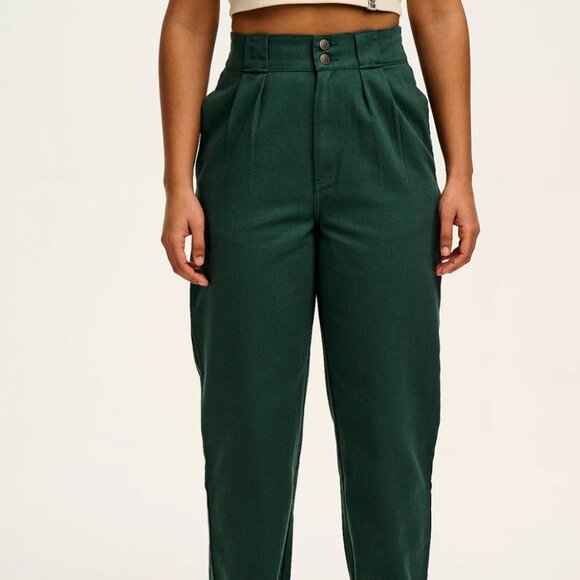 Lucy & Yak Addison Trousers in Posy Green Organic Cotton Sustainable Fashion - Picture 1 of 5